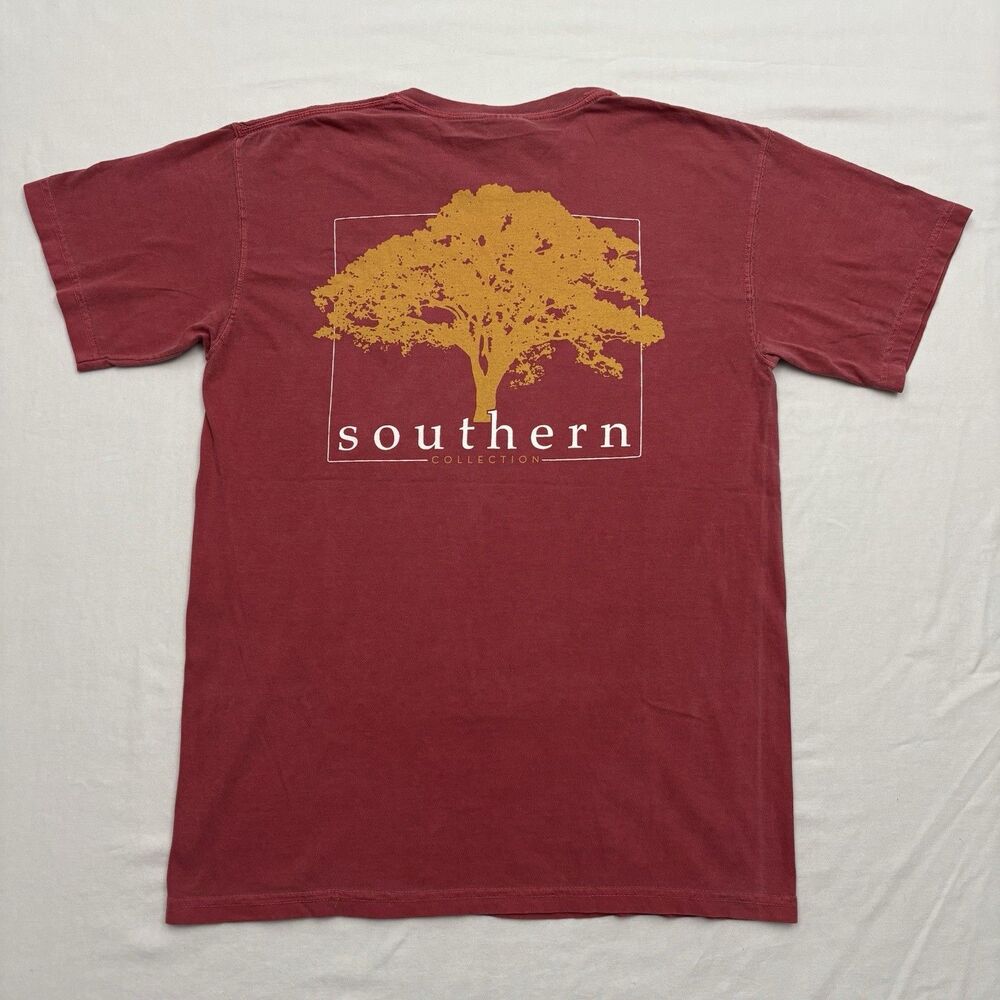 Southern Collection Comfort Colors Red Pocket T-Shirt Lab Dog Logo Oak Tree Sz M